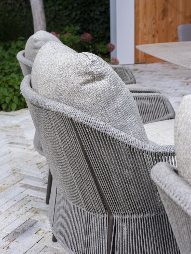 4 Seasons Outdoor Hampton Florence low dining tuinset 160xH69 cm rond 7 delig mortex terre Taste 4SO