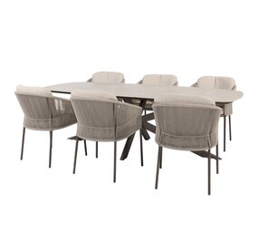 4 Seasons Outdoor Prado Florence dining tuinset 240x105xH75 cm 7 delig terre keramisch deens ovaal Taste 4SO