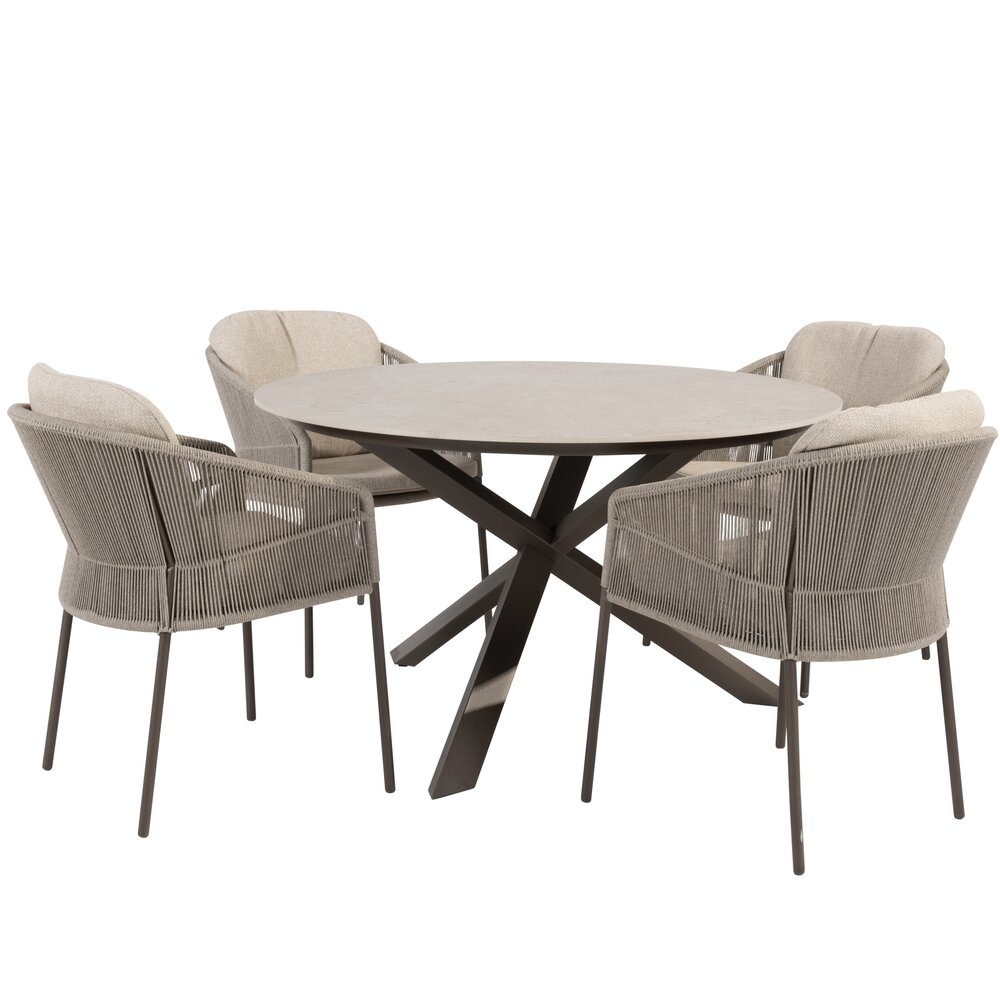 4 Seasons Outdoor Prado Florence dining tuinset 130xH75 cm rond 5 delig keramiek terre Taste 4SO