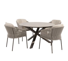 4 Seasons Outdoor Prado Florence dining tuinset 130xH75 cm rond 5 delig keramiek terre Taste 4SO