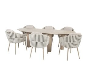 4 Seasons Outdoor Estate Eva dining tuinset 240x105xH75 cm 7 delig keramiek latte Taste 4SO