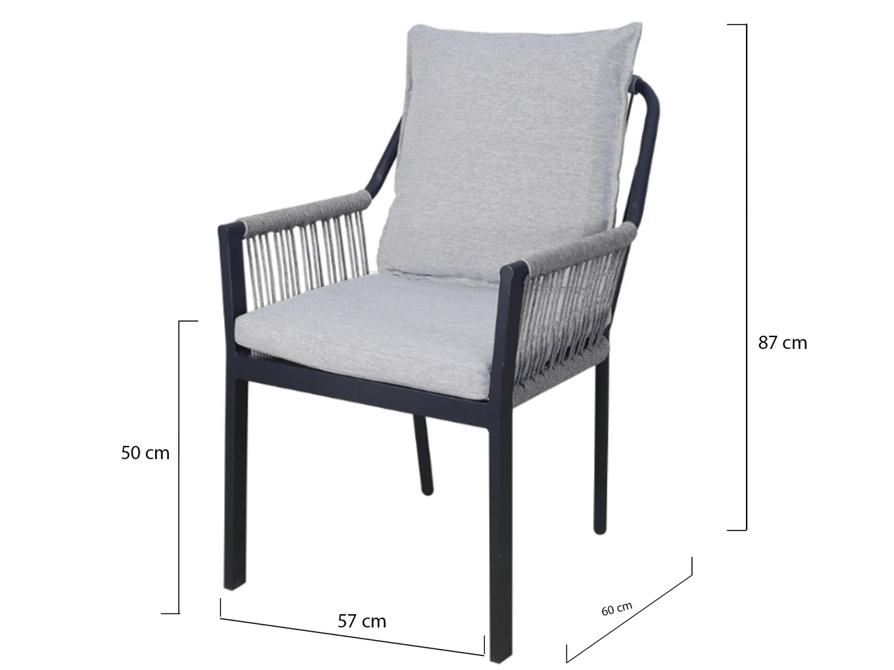 AVH-Collectie Fleur dining tuinstoel aluminium antraciet rope AVH-Collectie Fleur dining tuinstoel aluminium antraciet rope