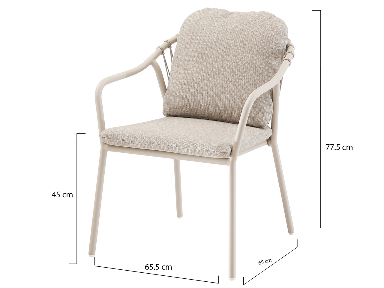 AVH-Collectie Sandora dining tuinstoel aluminium latte stapelbaar