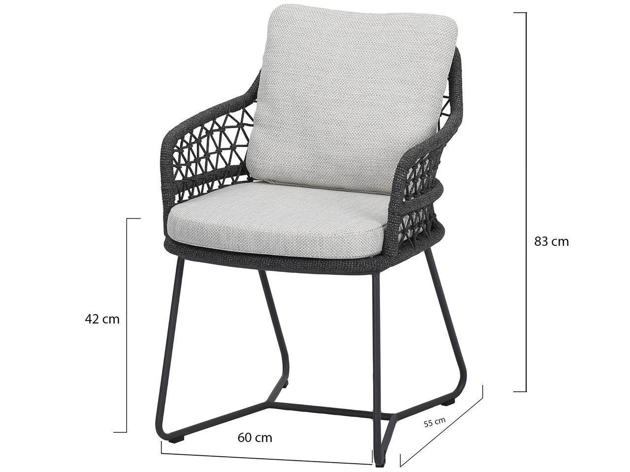 AVH-Collectie Taranto dining tuinstoel antraciet rope