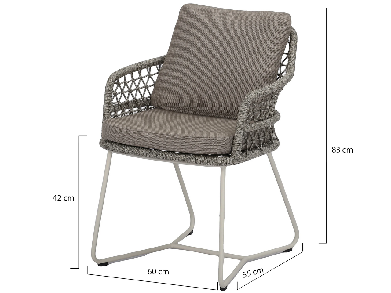 AVH-Collectie Taranto dining tuinstoel natural sand rope latte