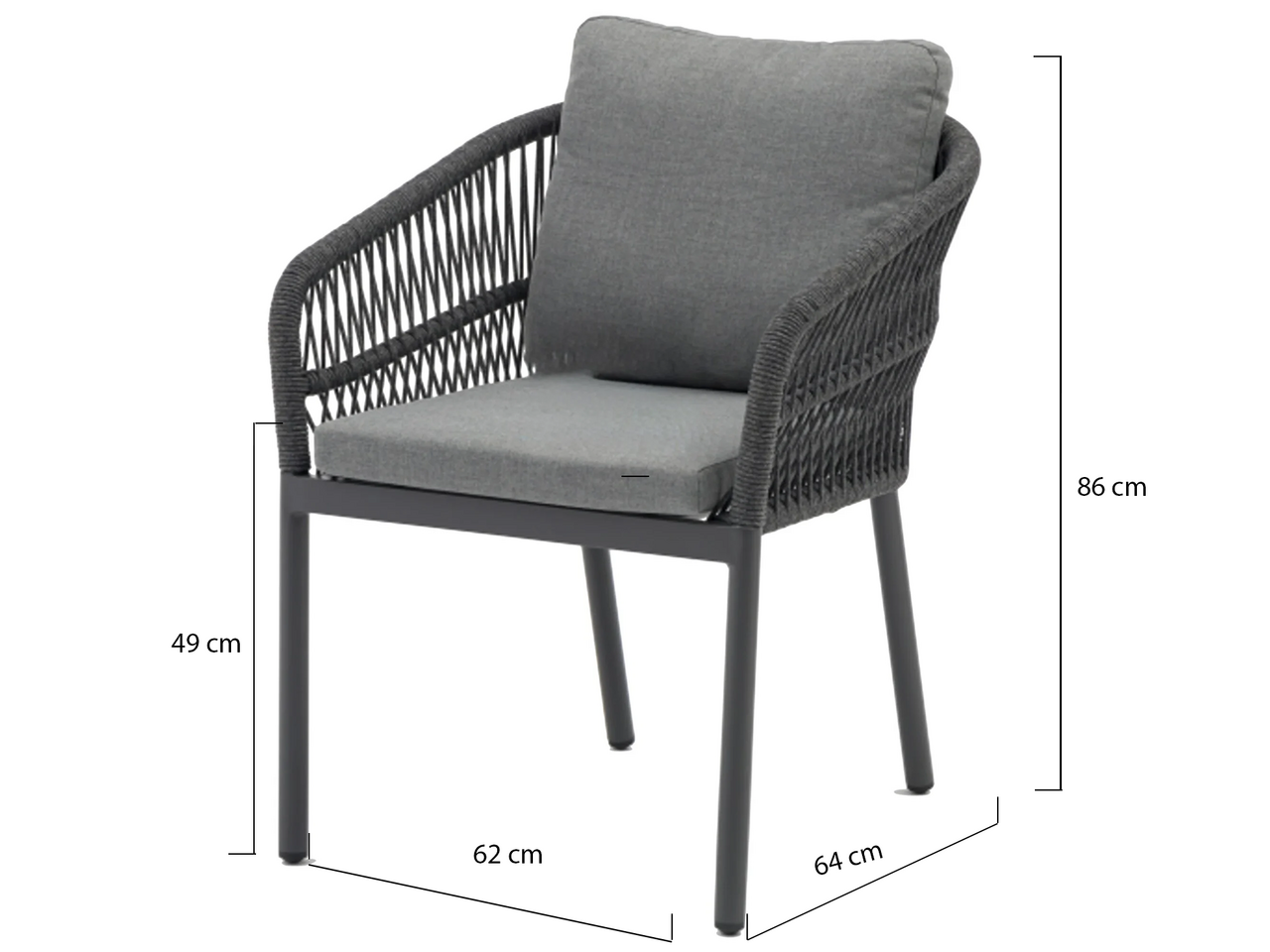 AVH-Collectie Impala dining tuinstoel rope antraciet AVH-Collectie Impala dining tuinstoel rope antraciet