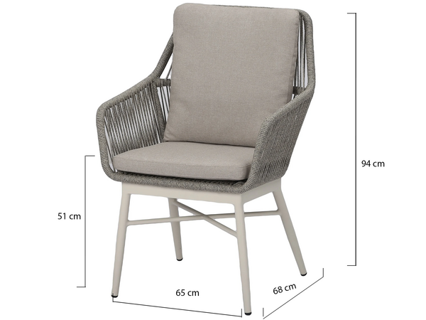 AVH-Collectie Tivoli dining tuinstoel natural sand rope latte AVH-Collectie Tivoli dining tuinstoel natural sand rope latte