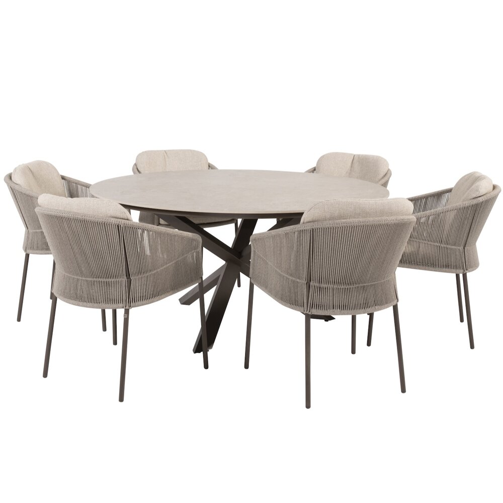 4 Seasons Outdoor Prado Florence dining tuinset 160xH75 cm rond 7 delig keramiek terre Taste 4SO 4 Seasons Outdoor Prado Florence dining tuinset 160xH75 cm rond 7 delig keramiek terre Taste 4SO