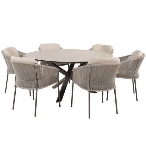 4 Seasons Outdoor Prado Florence dining tuinset 160xH75 cm rond 7 delig keramiek terre Taste 4SO 4 Seasons Outdoor Prado Florence dining tuinset 160xH75 cm rond 7 delig keramiek terre Taste 4SO