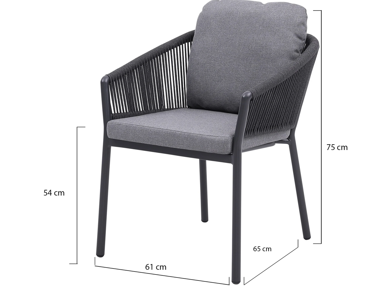 AVH-Collectie Joshua dining tuinstoel rope aluminium antraciet