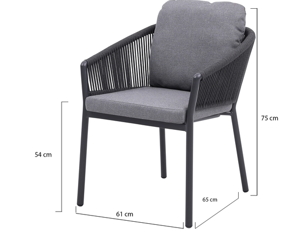 AVH-Collectie Joshua dining tuinstoel rope aluminium antraciet