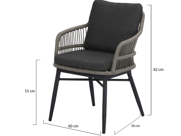 AVH-Collectie Catania dining tuinstoel rope zand antraciet aluminium
