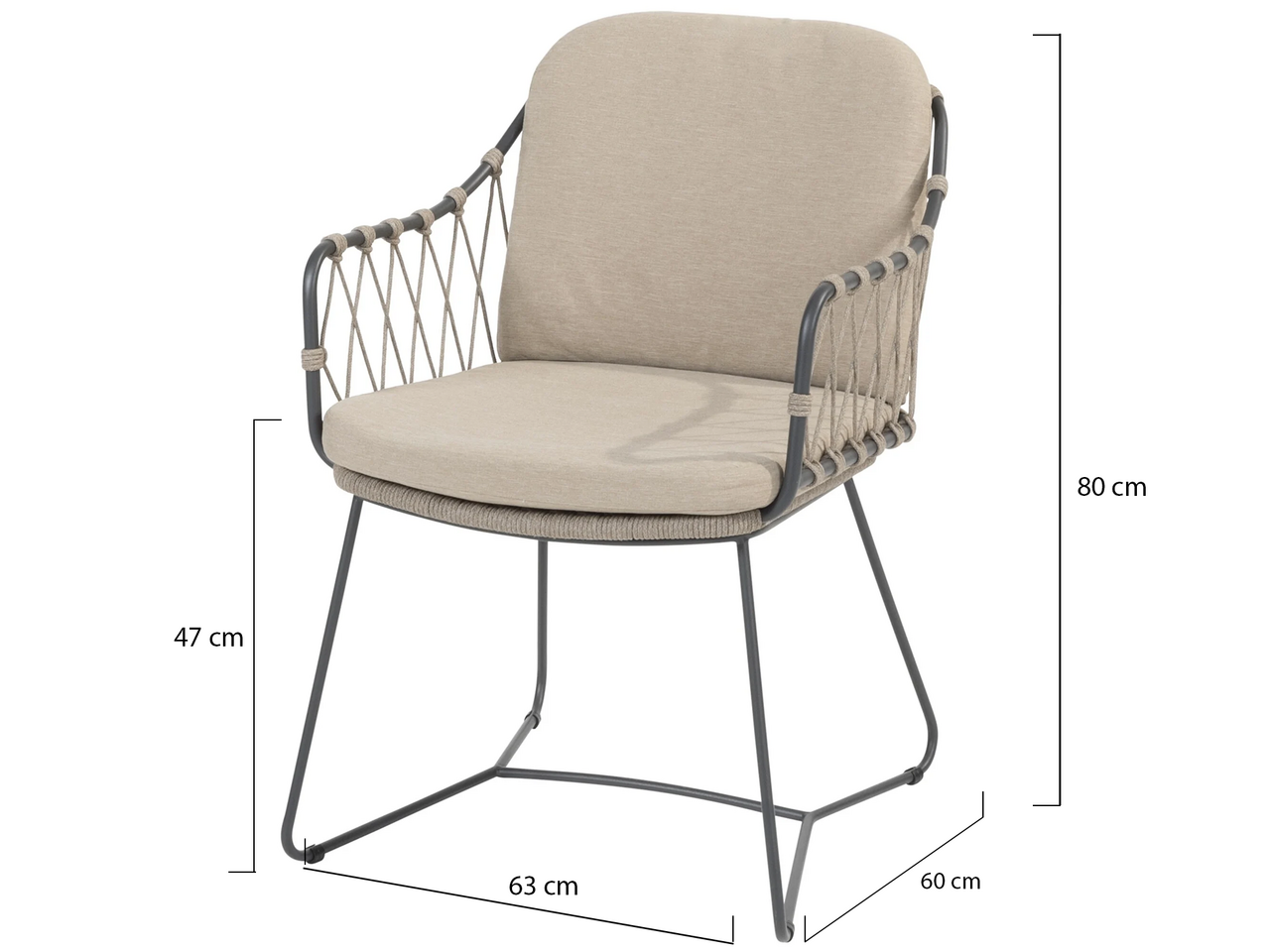 Taste 4SO Prego dining tuinstoel rope antraciet taupe Taste 4SO