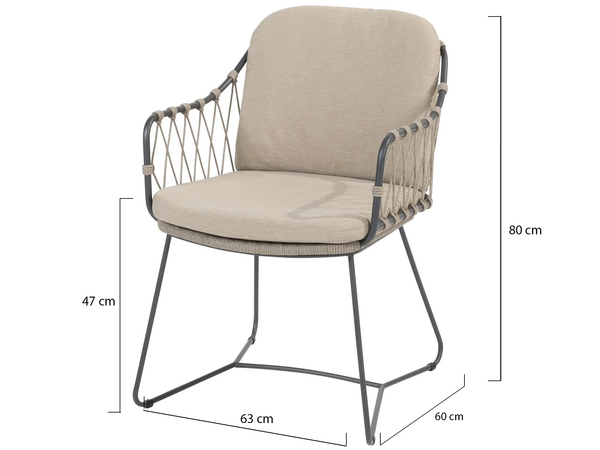 Taste 4SO Prego dining tuinstoel rope antraciet taupe Taste 4SO