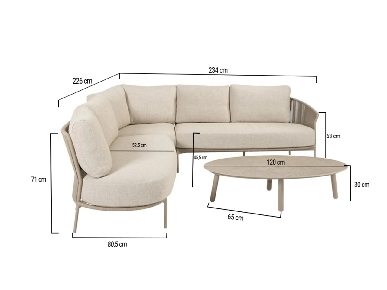 Taste 4SO Florence hoek loungeset 4 delig latte rope Taste 4SO