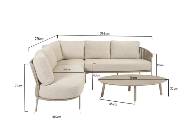 Taste 4SO Florence hoek loungeset 4 delig latte rope Taste 4SO