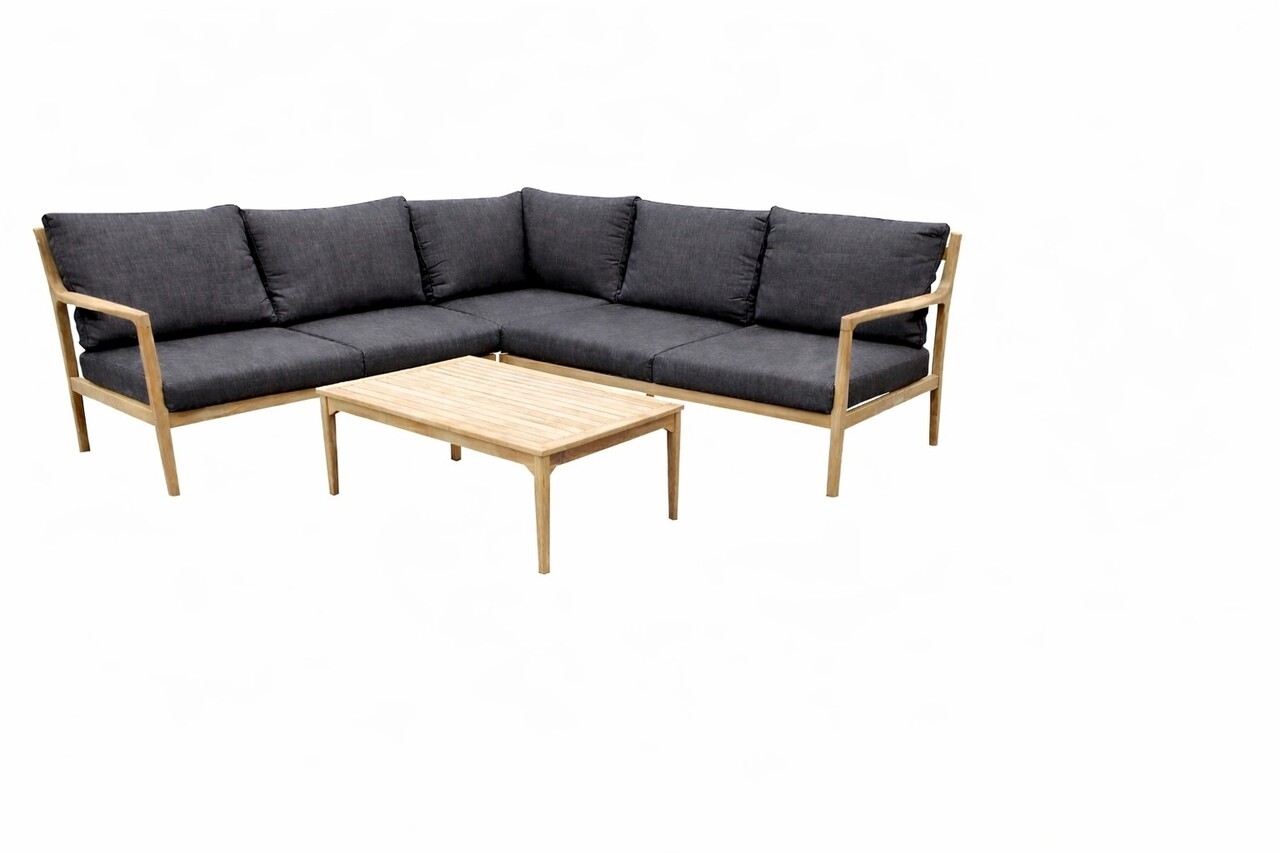 AVH-Collectie Showroommodel Manchester hoek loungeset 4-delig acacia zwart