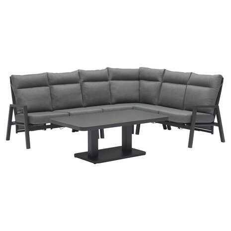 AVH-Collectie Caribbean verstelbare hoek loungeset 6 delig aluminium antraciet met verstelbare tafel