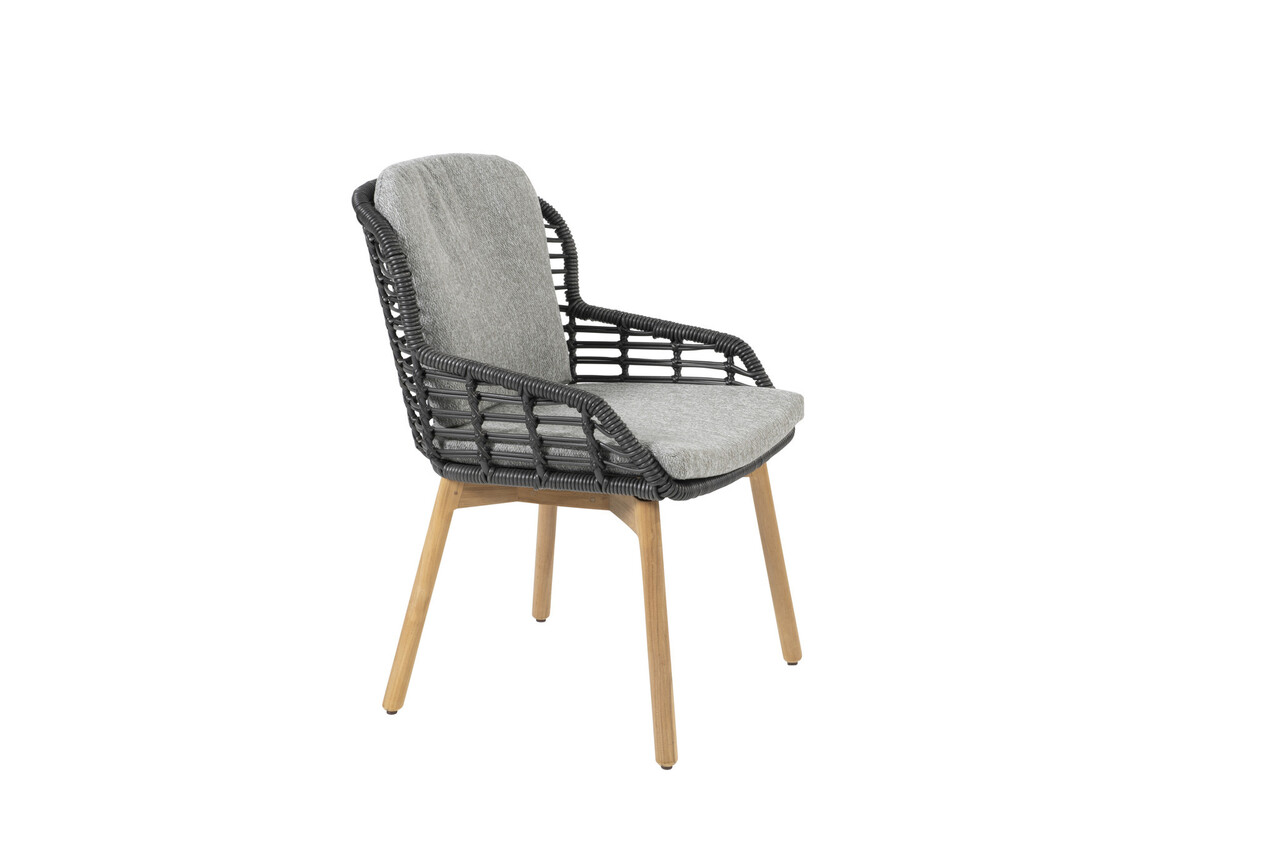4 Seasons Outdoor Showroommodel Lugano dining tuinstoel met 2 kussens antraciet teak ( set van 4)