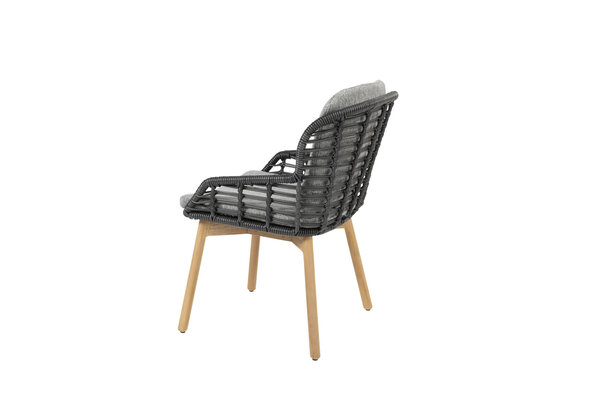 4 Seasons Outdoor Showroommodel Lugano dining tuinstoel met 2 kussens antraciet teak ( set van 4)