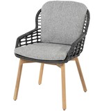 4 Seasons Outdoor Showroommodel Lugano dining tuinstoel met 2 kussens antraciet teak ( set van 4)