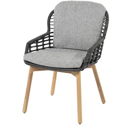 4 Seasons Outdoor Showroommodel Lugano dining tuinstoel met 2 kussens antraciet teak ( set van 4)
