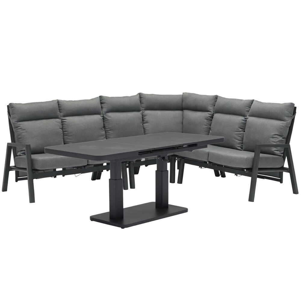 AVH-Collectie Caribbean verstelbare hoek loungeset 6 delig antraciet met uitschuifbare verstelbare tafel AVH-Collectie Caribbean verstelbare hoek loungeset 6 delig antraciet met uitschuifbare verstelbare tafel