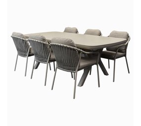 AVH-Collectie Sandora Vespera dining tuinset 220x100xH74 cm latte