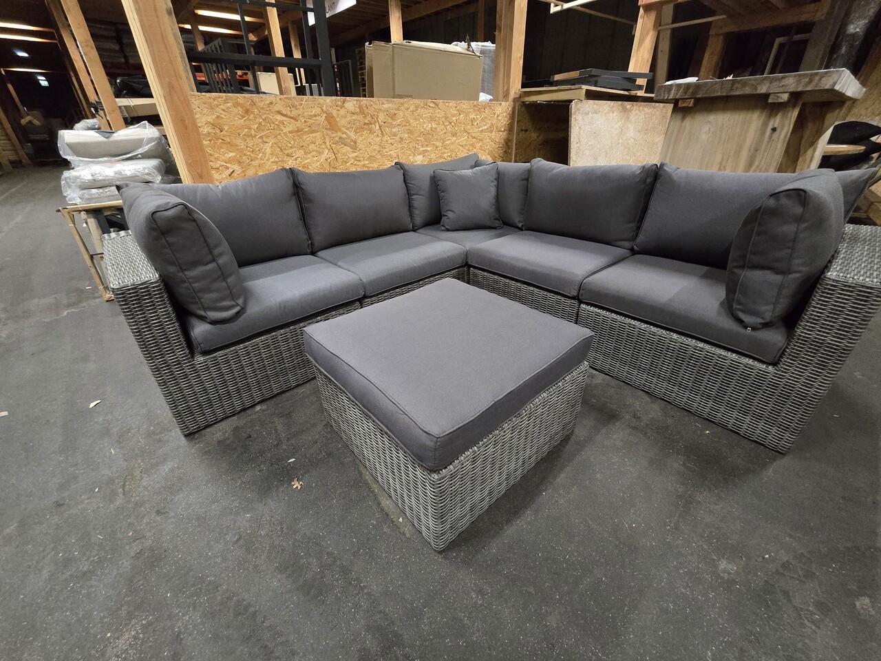 AVH-Collectie Showroommodel Rio hoek loungeset 6 delig antraciet wicker