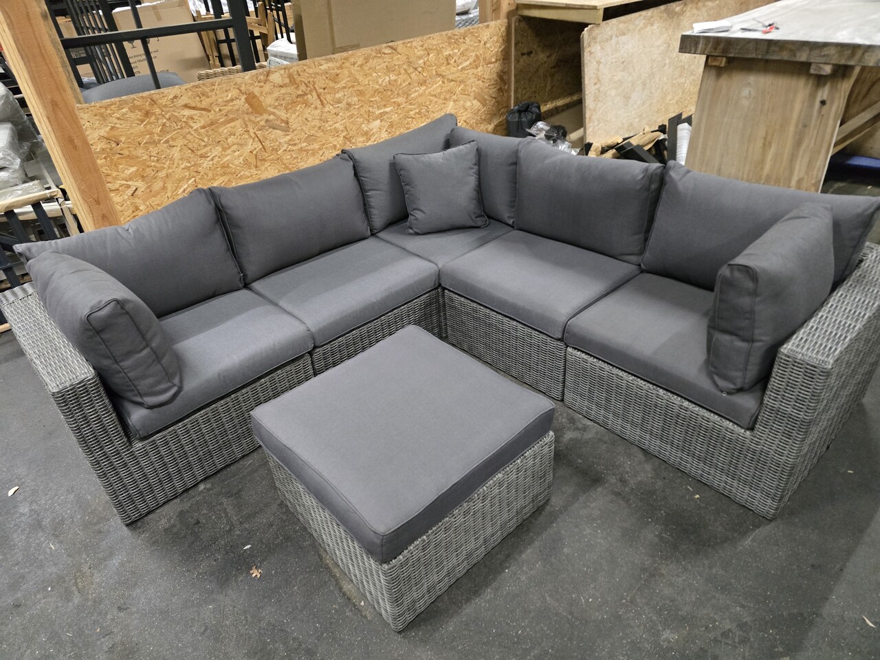 AVH-Collectie Showroommodel Rio hoek loungeset 6 delig antraciet wicker