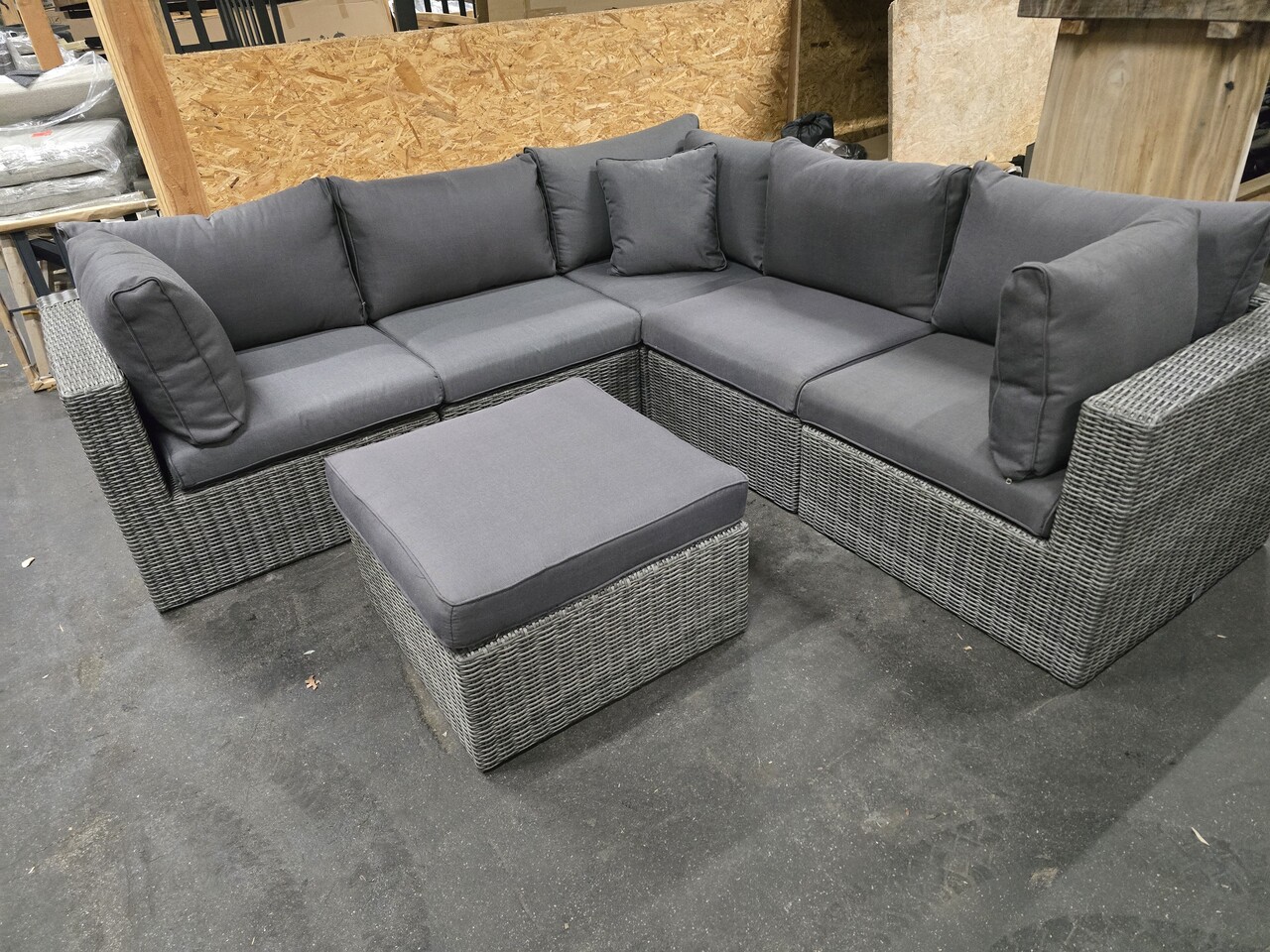 AVH-Collectie Showroommodel Rio hoek loungeset 6 delig antraciet wicker