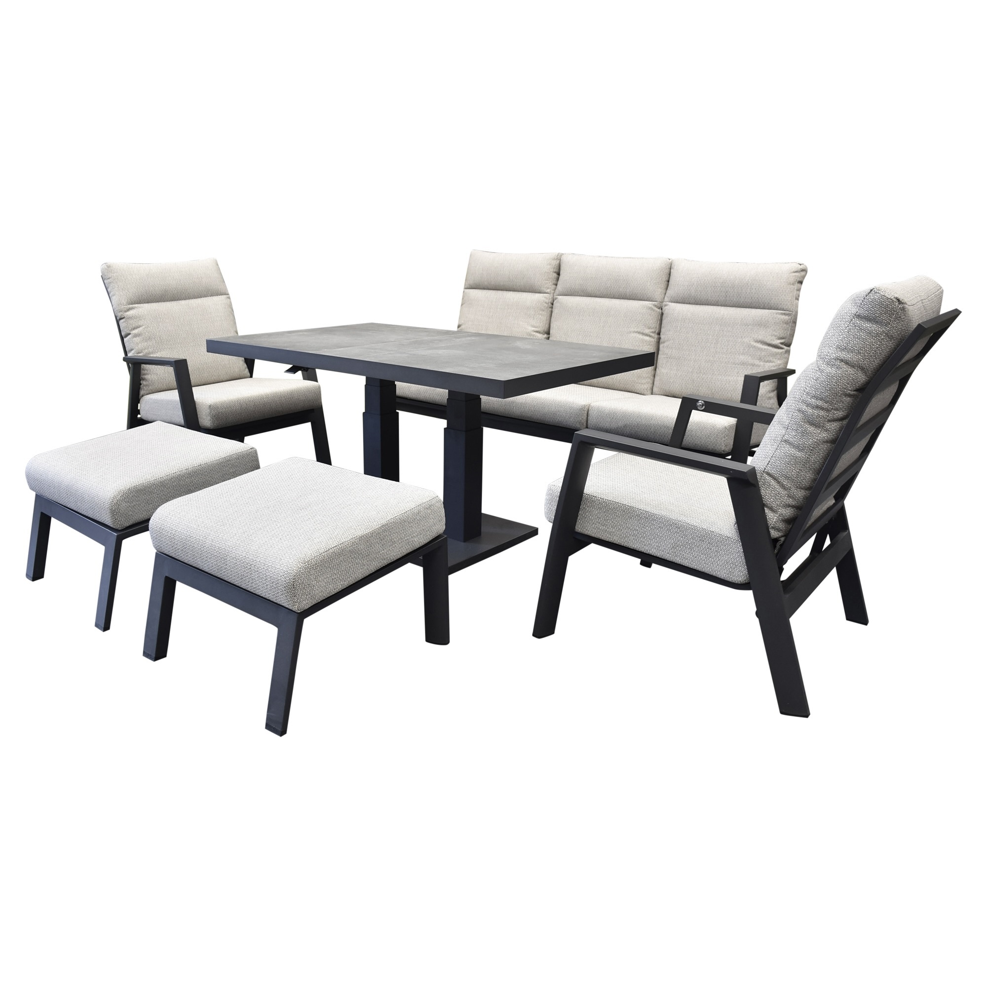 AVH-Collectie Barolo Pacific stoel bank dining loungeset 6 delig verstelbaar antraciet