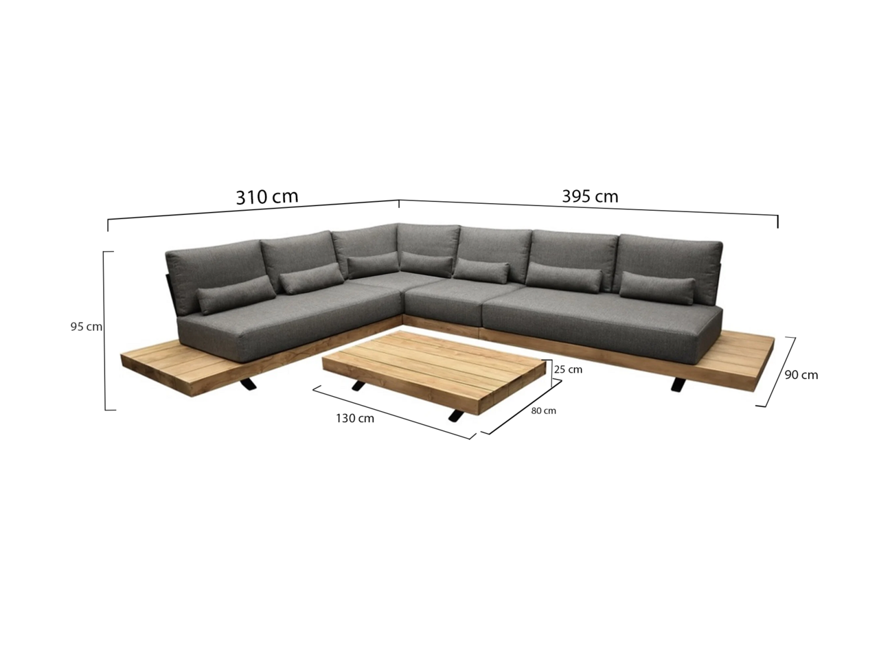 AVH-Collectie Robusto platform hoek loungeset 5 delig teak