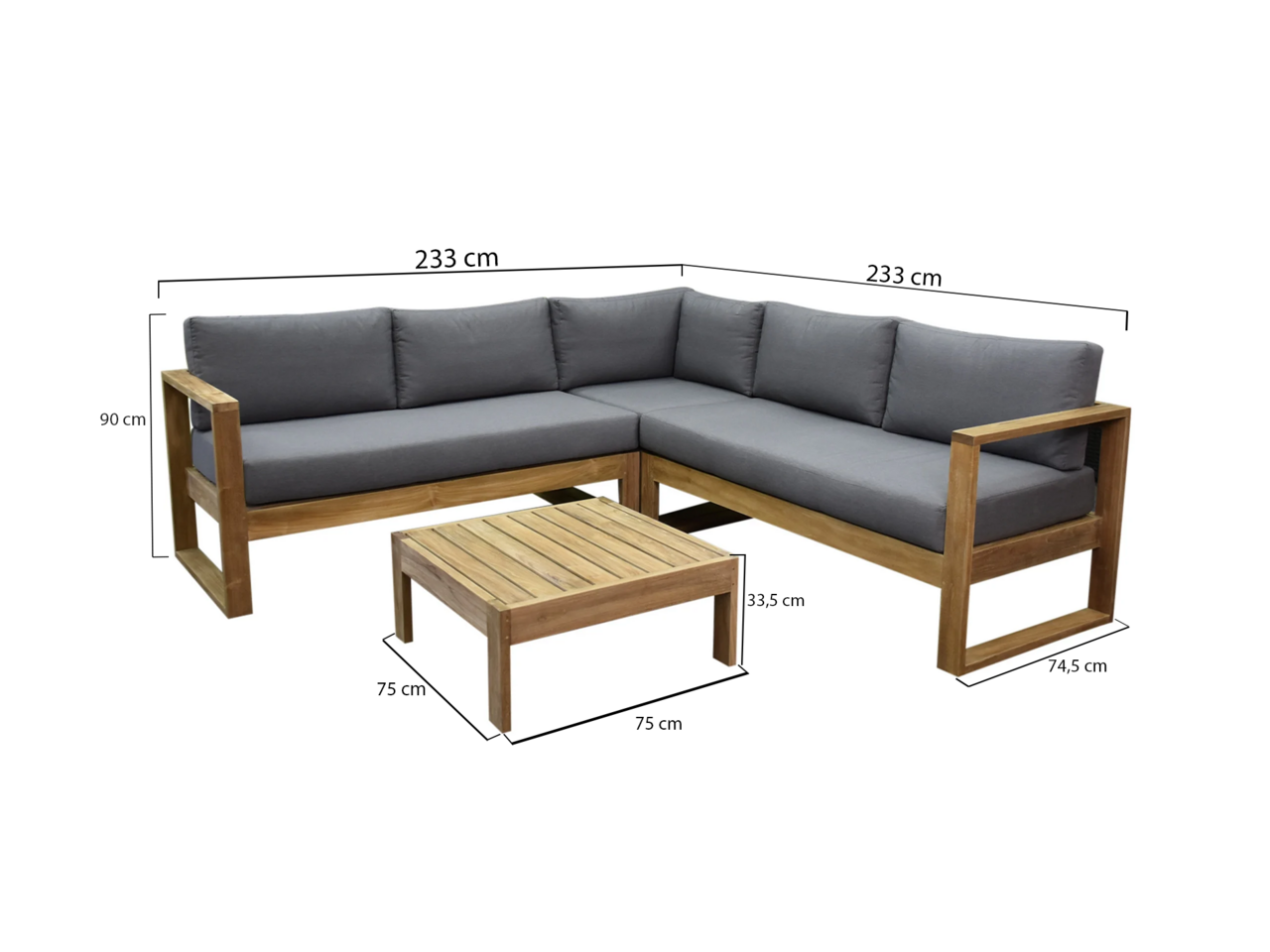 AVH-Collectie Dubai hoek loungeset 4 delig teak