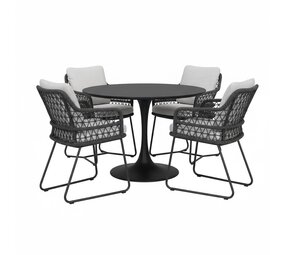 AVH-Collectie Taranto Flair dining tuinset antraciet 120xH75cm 5- delig AVH-Collectie Taranto Flair dining tuinset antraciet 120xH75cm 5- delig
