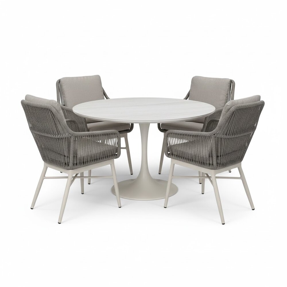 AVH-Collectie Tivoli Flair dining tuinset 120xH75cm 5-delig latte