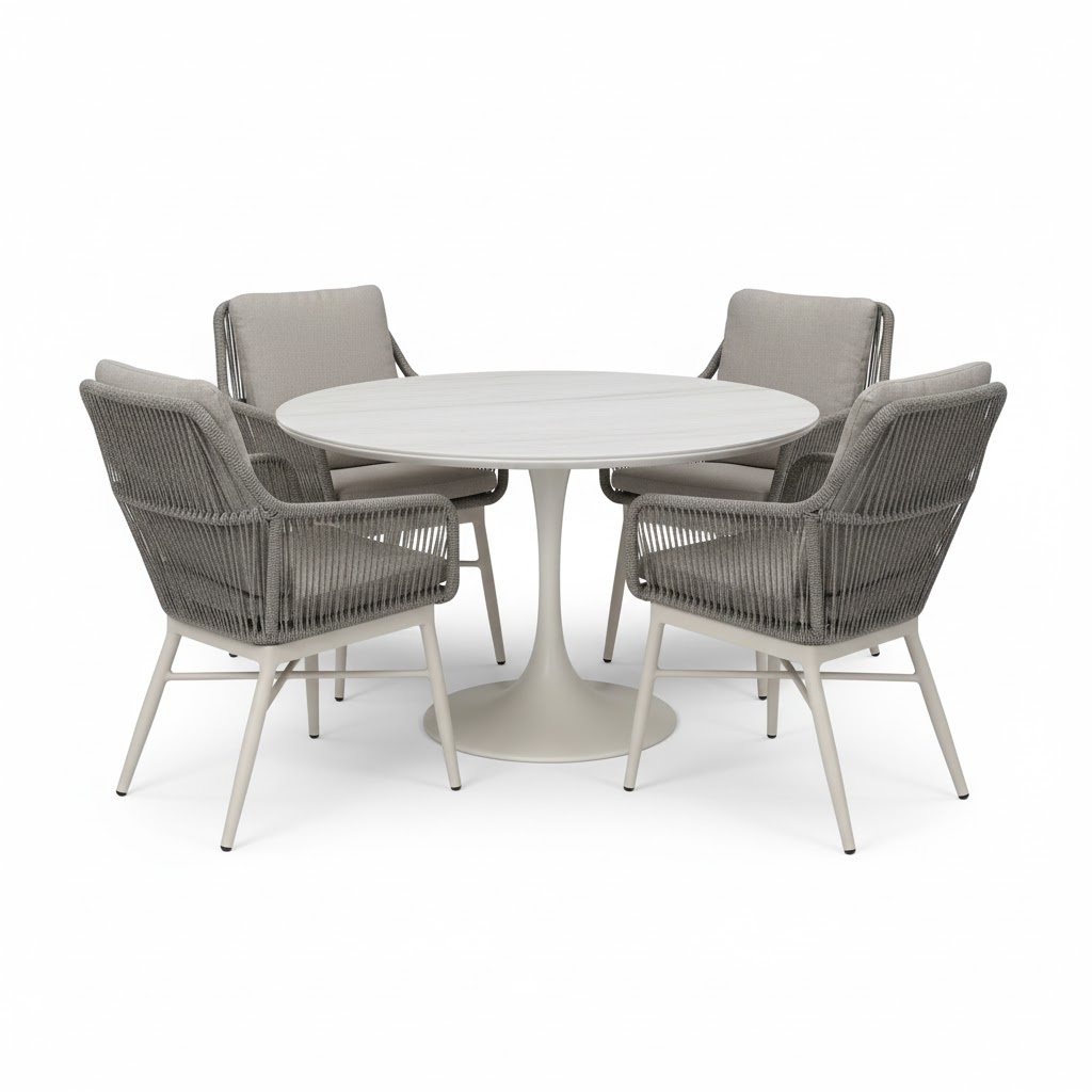 AVH-Collectie Tivoli Flair dining tuinset 120xH75cm 5-delig latte