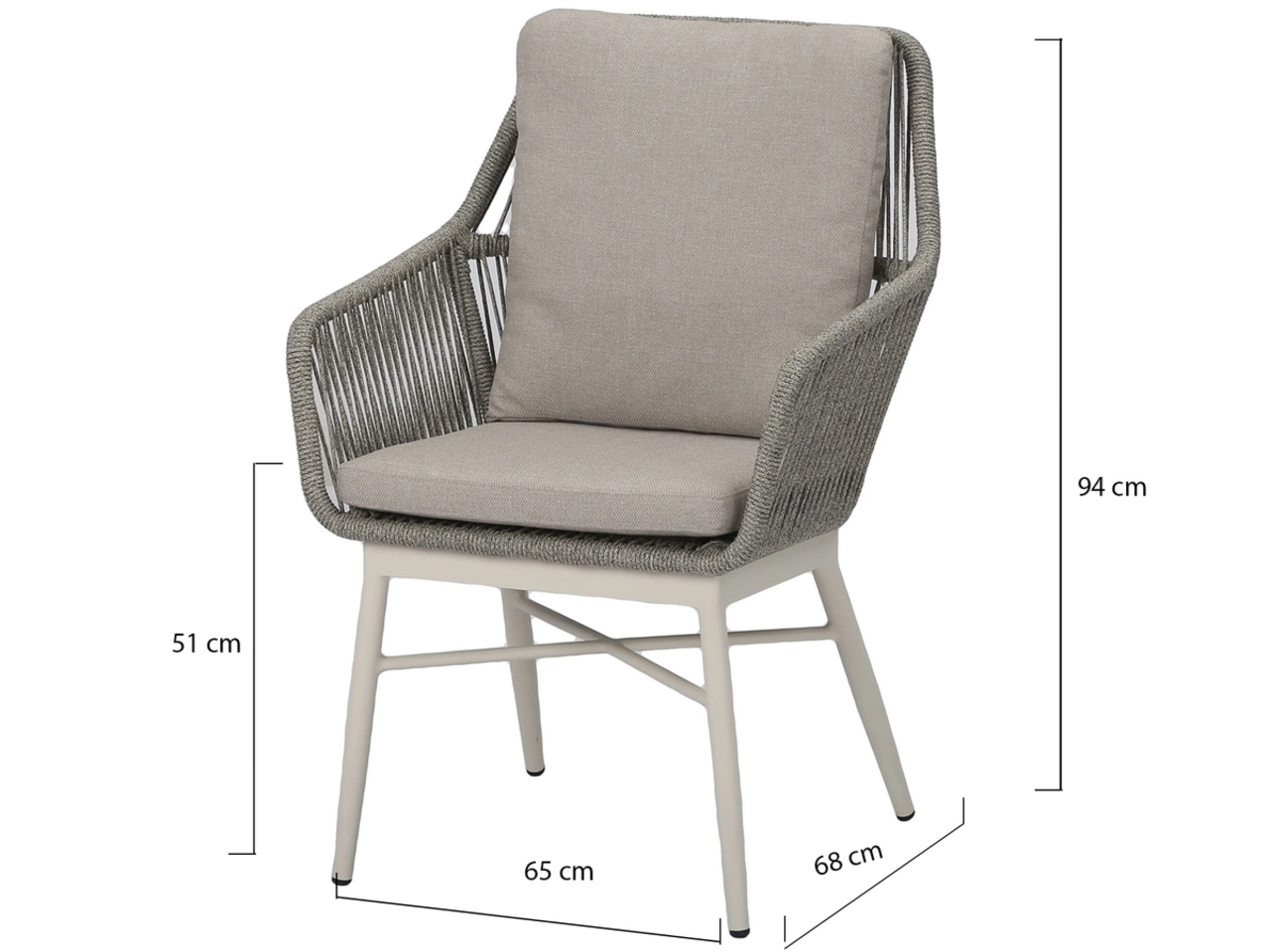 AVH-Collectie Tivoli Flair dining tuinset 120xH75cm 5-delig latte