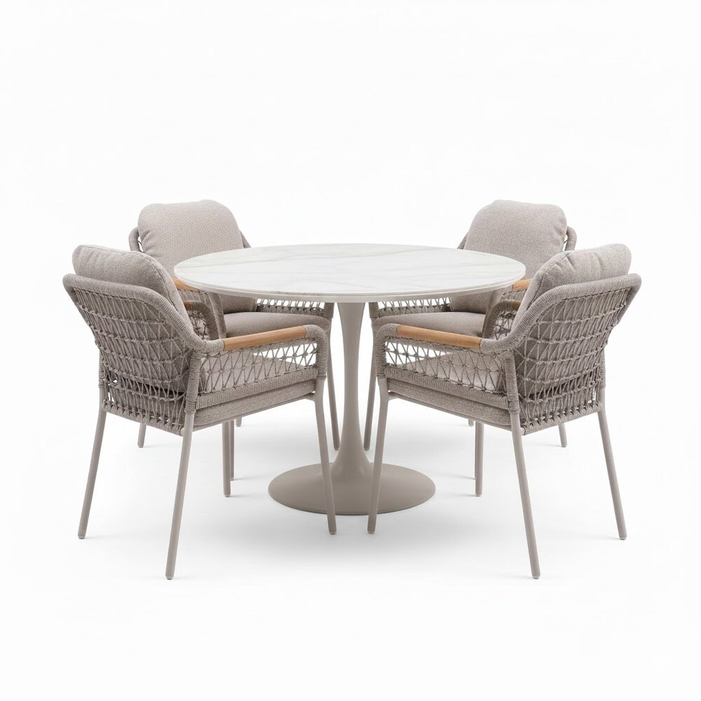 AVH-Collectie Monza Flair dining tuinstet 5-delig latte 120xH75cm AVH-Collectie Monza Flair dining tuinstet 5-delig latte 120xH75cm