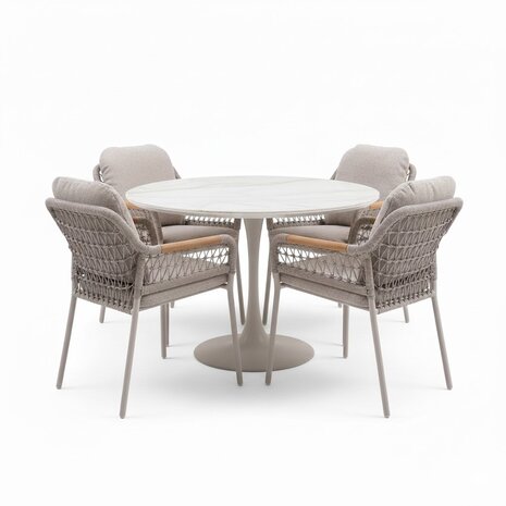 AVH-Collectie Monza Flair dining tuinstet 5-delig latte 120xH75cm AVH-Collectie Monza Flair dining tuinstet 5-delig latte 120xH75cm