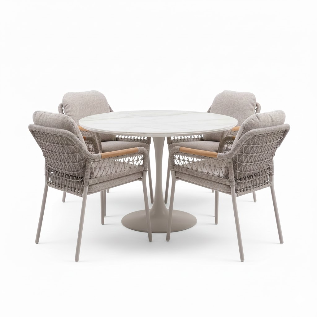 AVH-Collectie Monza Flair dining tuinstet 5-delig latte 120xH75cm