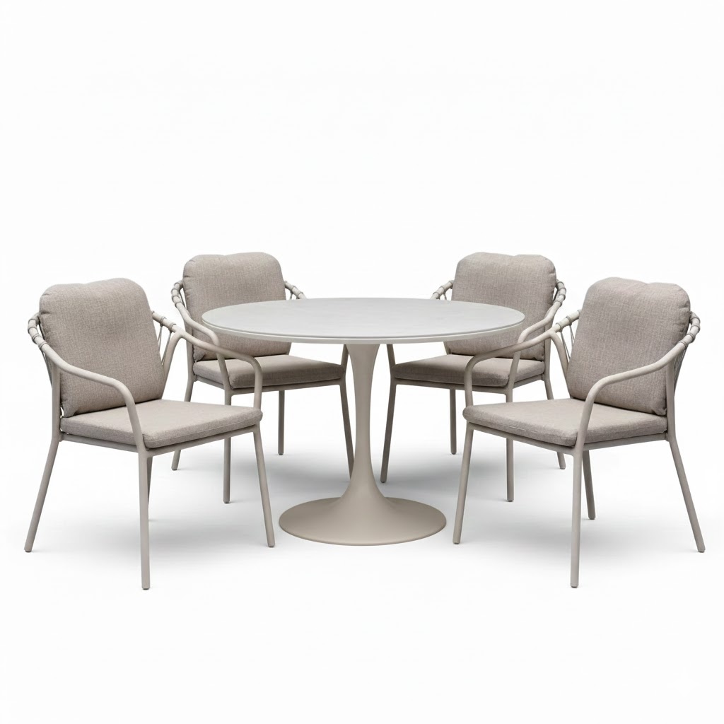 AVH-Collectie Sandora Flair dining tuinset 5-delig latte 120xH75cm