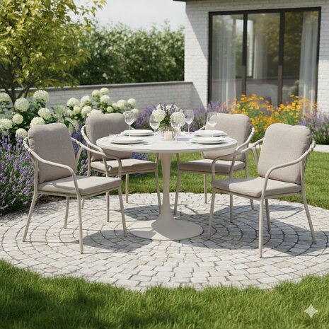 AVH-Collectie Sandora Flair dining tuinset 5-delig latte 120xH75cm AVH-Collectie Sandora Flair dining tuinset 5-delig latte 120xH75cm