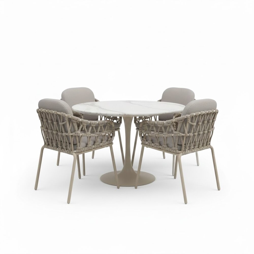AVH-Collectie Matera Flair dining tuinset 5-delig latte zand 120xH75cm
