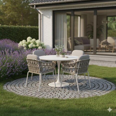 AVH-Collectie Matera Flair dining tuinset 5-delig latte zand 120xH75cm