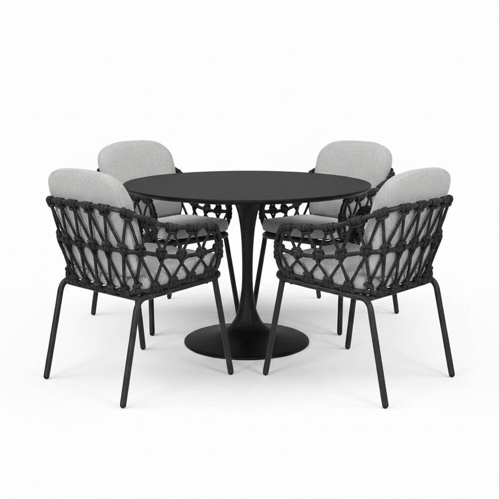 AVH-Collectie Matera Flair dining tuinset 5-delig antraciet 120xH75cm