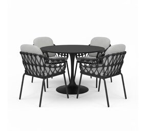 AVH-Collectie Matera Flair dining tuinset 5-delig Antraciet 120xH75cm