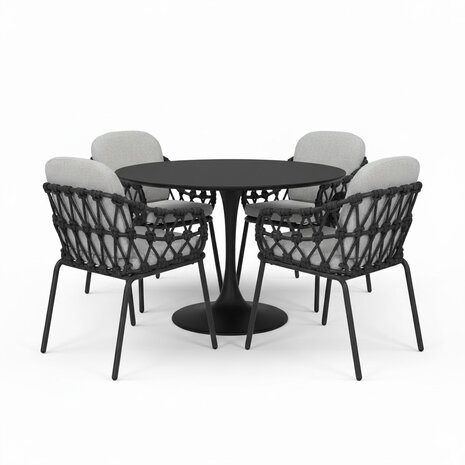 AVH-Collectie Matera Flair dining tuinset 5-delig antraciet 120xH75cm
