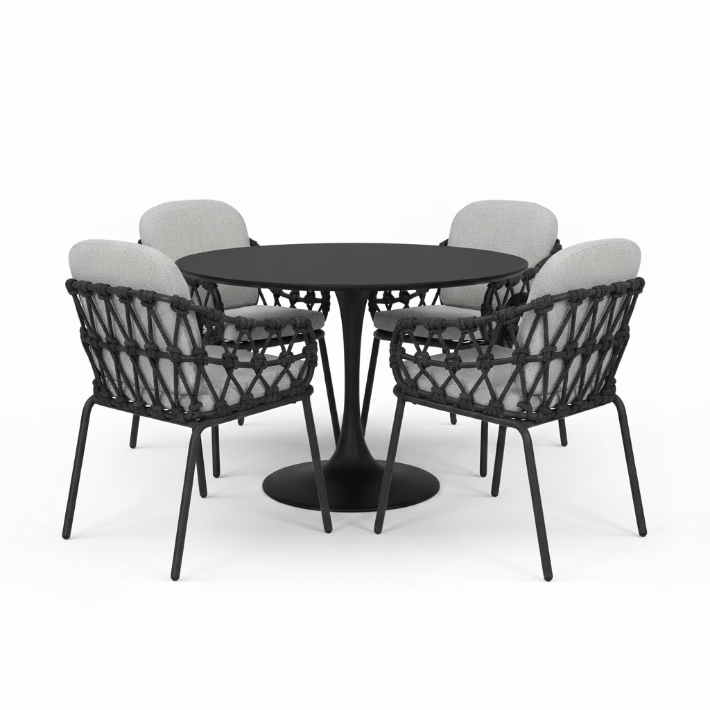 AVH-Collectie Matera Flair dining tuinset 5-delig antraciet 120xH75cm