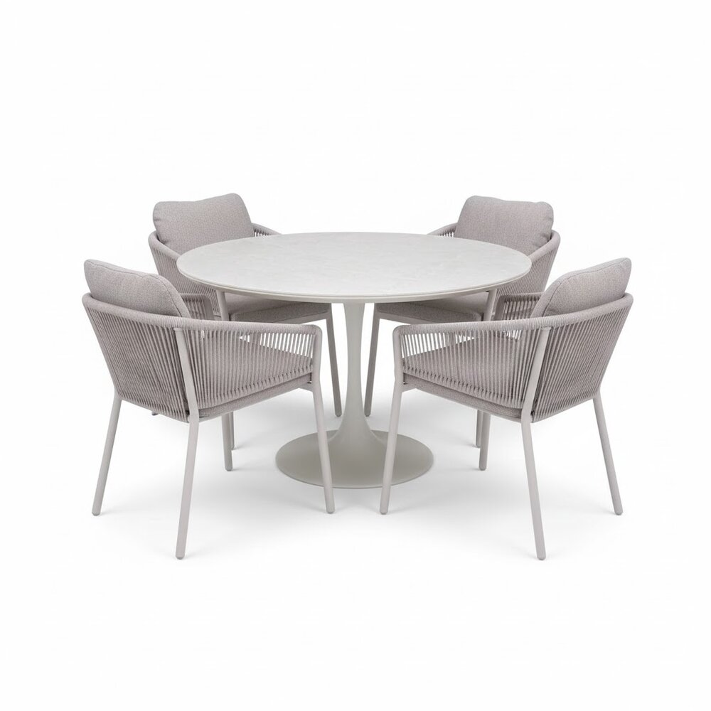 AVH-Collectie Joshua Flair dining tuinset 5-delig latte 120xH75cm